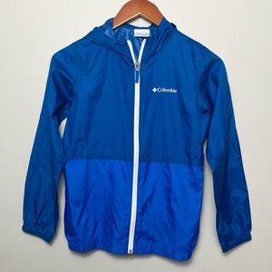 Columbia Boys Blue Hooded Windbreaker Jacket Sz M